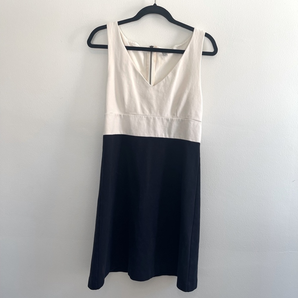 J. Crew Navy and Cream Cotton Dress Size 8